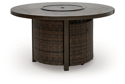 Drakes Beach - Round Fire Pit Table - Dark Brown
