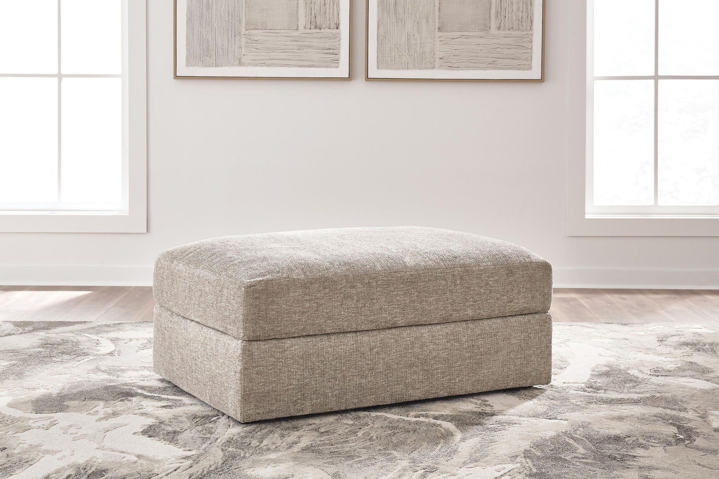 Reston Cove - Oversized Accent Ottoman - Burlap