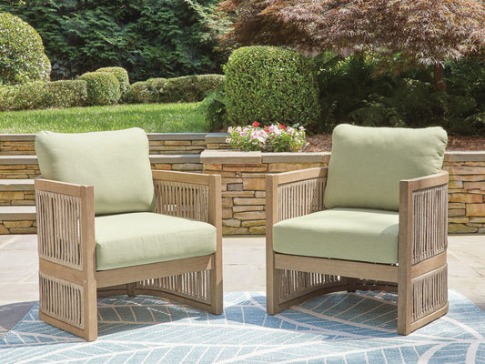 Vision Lane - Lounge Chair With Cushion (Set of 2) - Beige / Green