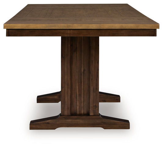 Anixburg - Rectangular Dining Room Counter Height Extension Table - Light Brown / Dark Brown