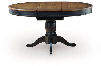 Loganeer - Oval Dining Room Butterfly Extension Table - Black / Brown