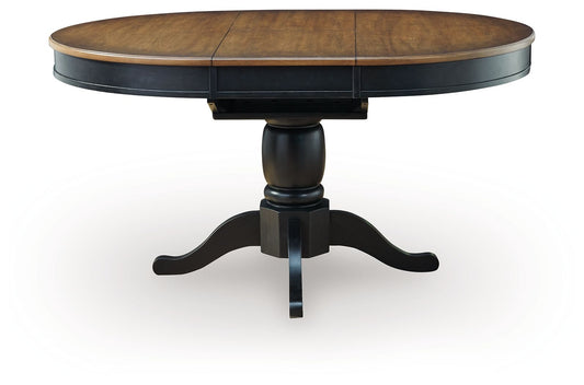 Loganeer - Oval Dining Room Butterfly Extension Table - Black / Brown