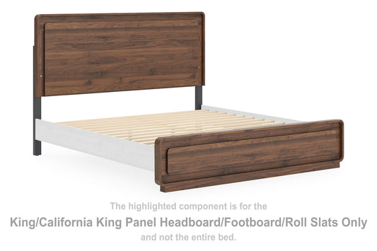 Hollinaze - King/California King Panel Headboard/Footboard/Roll Slats - Walnut Brown