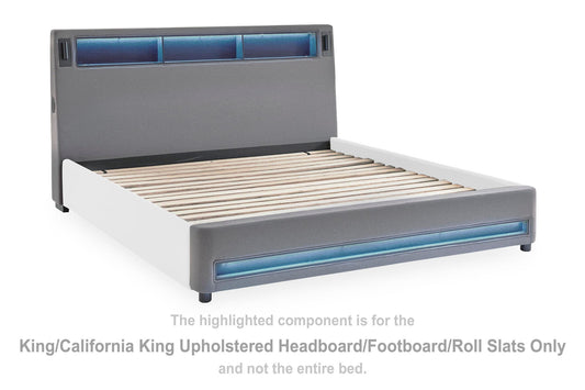 Cayberry - King/California King Upholstered Headboard/Footboard/Roll Slats - Gray