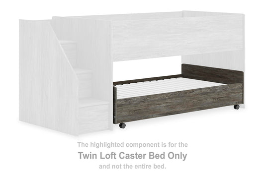 Frandern - Twin Loft Caster Bed - Gray