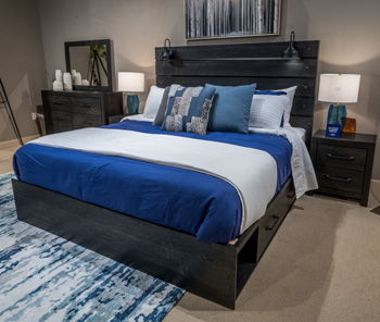 Delmorta - Queen/King Side Storage With Rails - Dark Gray