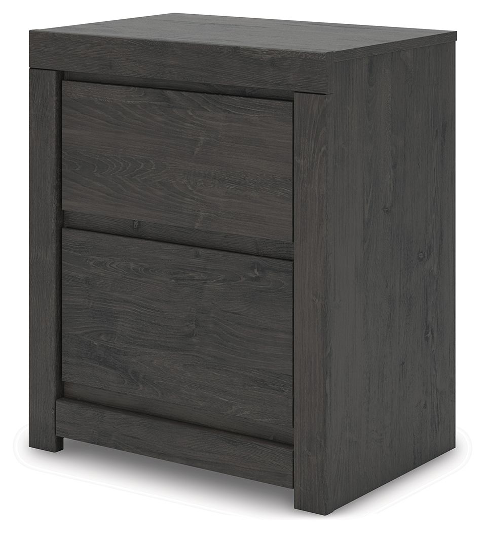 Parlayon - Two Drawer Night Stand - Charcoal