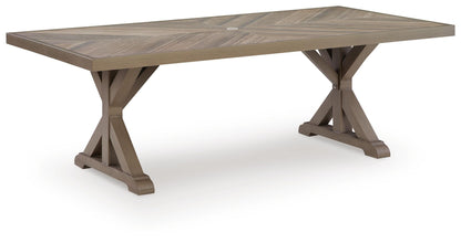 Revare Beach - Rectangular Dining Table With Umbrella Option - Beige