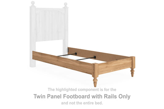 Galletyn - Twin Panel Footboard With Rails - Warm Brown