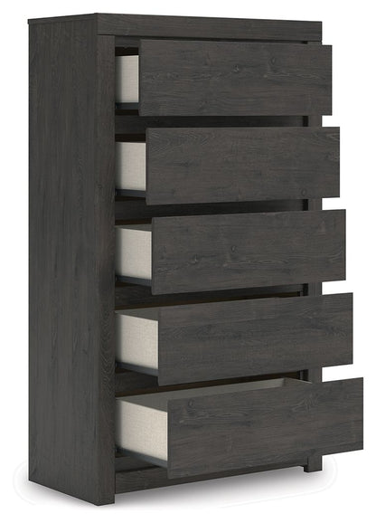 Parlayon - Five Drawer Chest - Charcoal