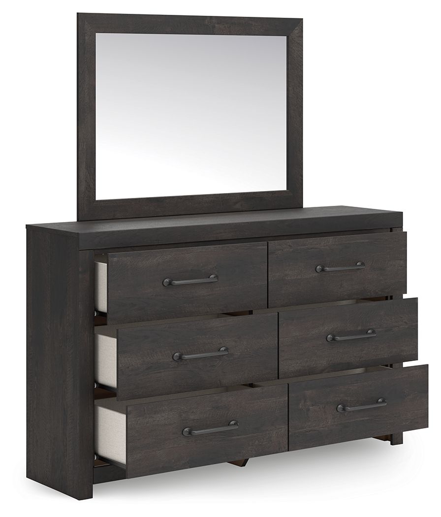 Delmorta - Dresser And Mirror - Dark Gray