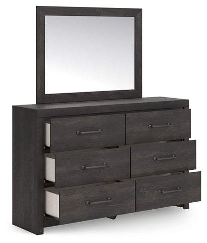 Delmorta - Dresser And Mirror - Dark Gray
