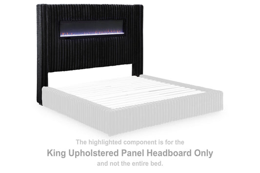 Agrander - King Upholstered Panel Headboard - Black