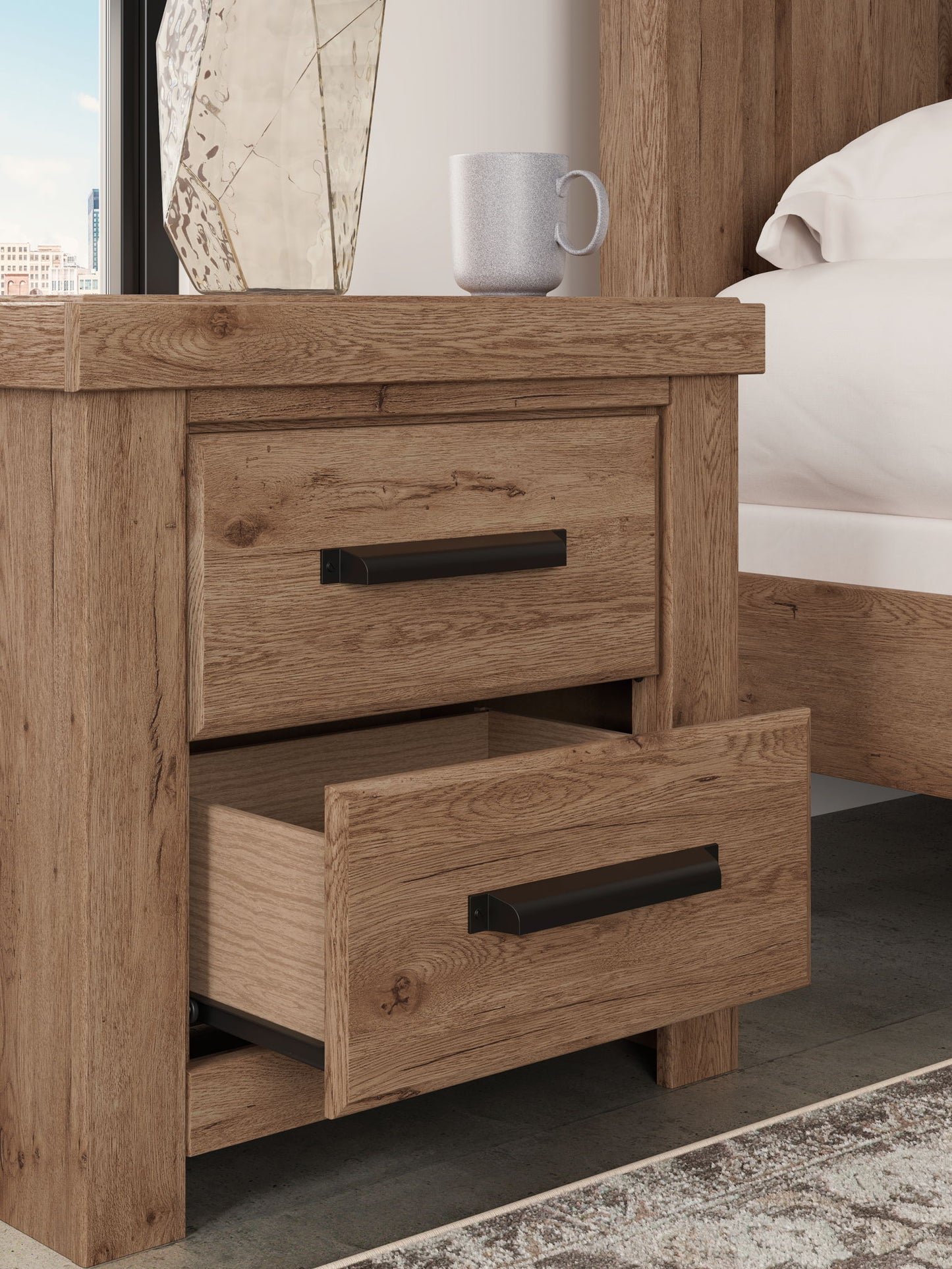 Garistyn - Two Drawer Night Stand - Light Brown