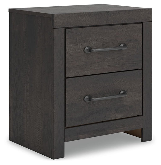 Delmorta - Two Drawer Night Stand - Dark Gray