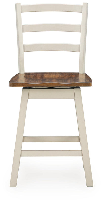 Jendanton - Swivel Stool (Set of 2) - Brown / Antique White