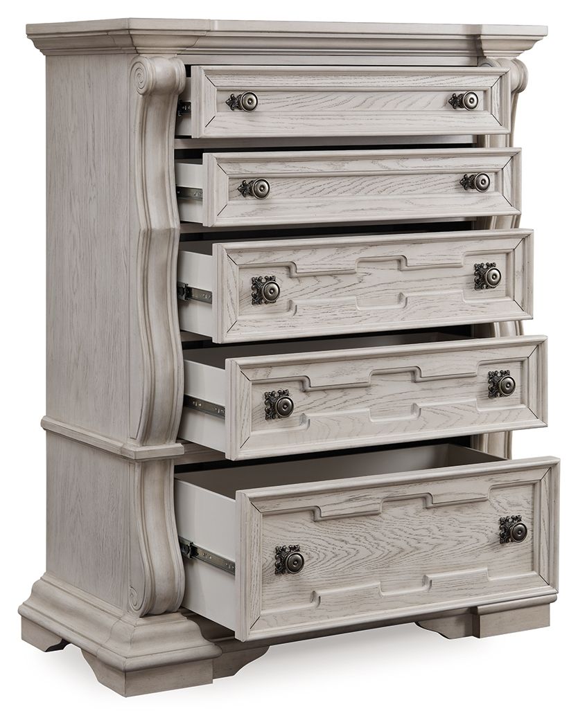 Andonhall - Five Drawer Chest - Antique White
