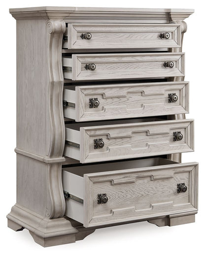 Andonhall - Five Drawer Chest - Antique White