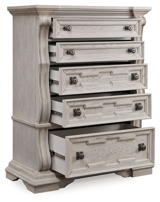Andonhall - Five Drawer Chest - Antique White