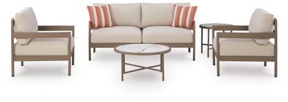Big Creek Cove - Loveseat, Lounge Chairs, Tables Set (Set of 5) - Beige