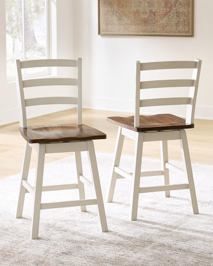 Jendanton - Swivel Stool (Set of 2) - Brown / Antique White