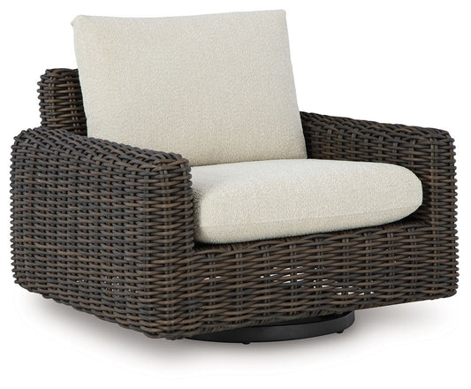 Kimora - Swivel Glider Lounge With Cushion - Beige / Dark Brown