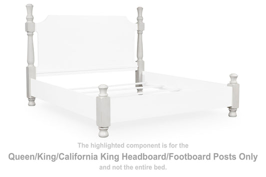Chadworth - Queen/King/California King Headboard/Footboard Posts - Antique White