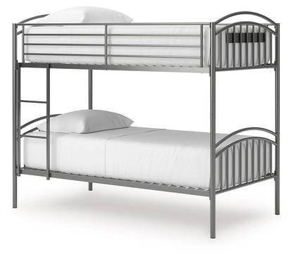 Hilletran - Twin/Twin Bunk Bed With Ladder - Gray