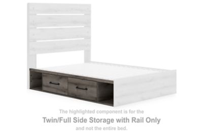 Urbanoore - Twin/Full Side Storage with Rail - Brown Gray