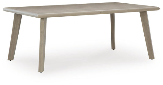 Carisbo - Rectangle Dining Table With Umbrella Option - Beige