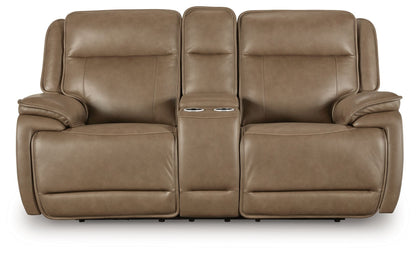 Malcesine - Power Reclining Loveseat With Console / Adjustable Headrest - Sahara