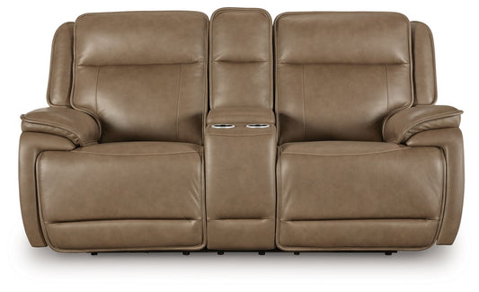 Malcesine - Power Reclining Loveseat With Console / Adjustable Headrest - Sahara