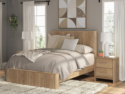 Dovander - Queen Panel Platform Bed - Warm Natural Brown