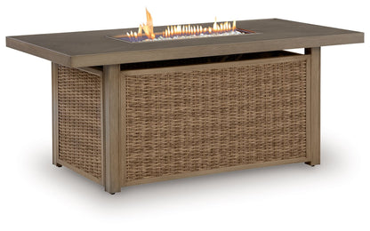 Revare Beach - Rectangular Fire Pit Table - Beige