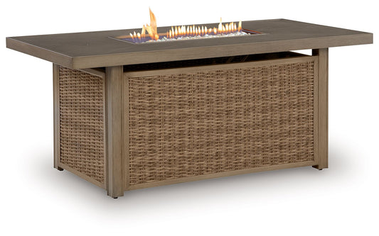 Revare Beach - Rectangular Fire Pit Table - Beige