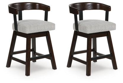 Haddigan - Upholstered Swivel Barstool (Set of 2) - Dark Brown