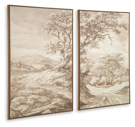 Stormish - Wall Art Set (Set of 2) - Beige / Brown