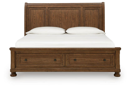 Havenstein - King Sleigh Storage Bed - Warm Brown