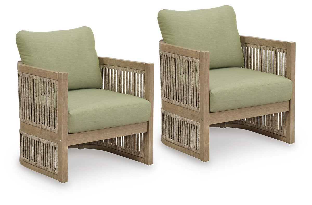 Vision Lane - Lounge Chair With Cushion (Set of 2) - Beige / Green