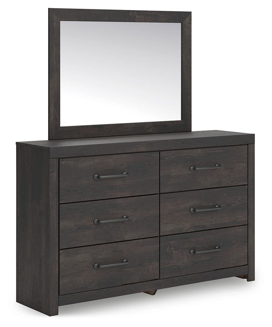 Delmorta - Dresser And Mirror - Dark Gray