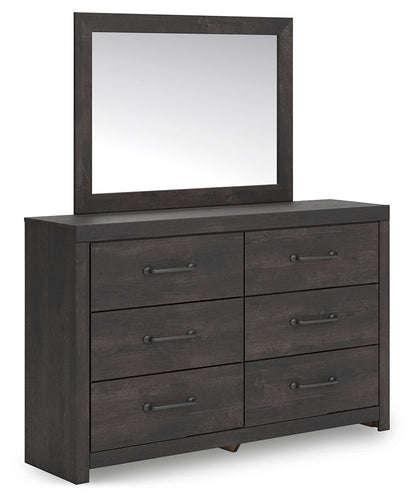 Delmorta - Dresser And Mirror - Dark Gray