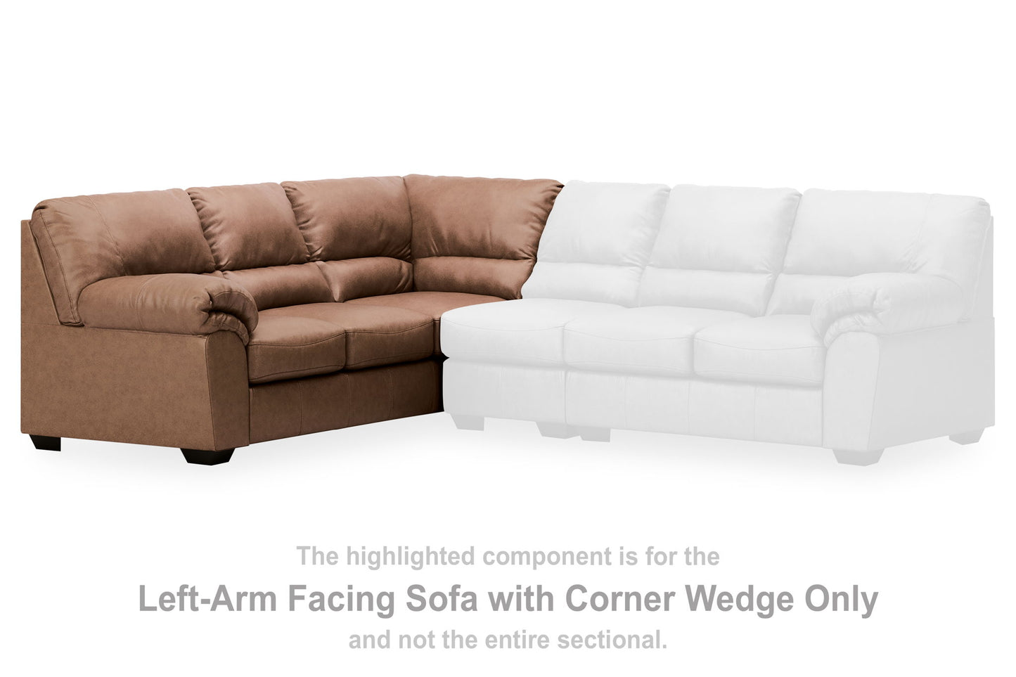 Whitlock - LAF Sofa With Corner Wedge - Caramel