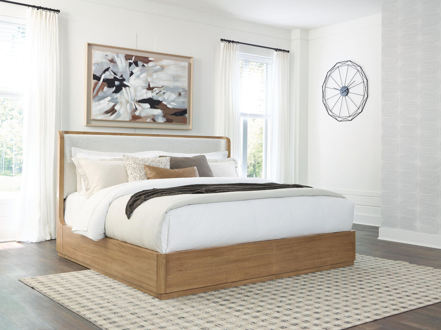 Cladian - King Upholstered Bed - Light Brown