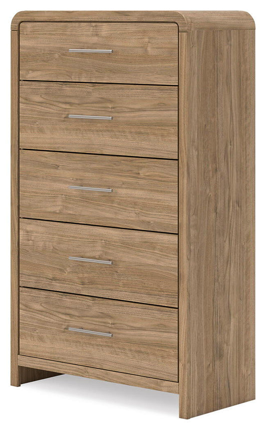Dovander - Five Drawer Chest - Warm Natural Brown