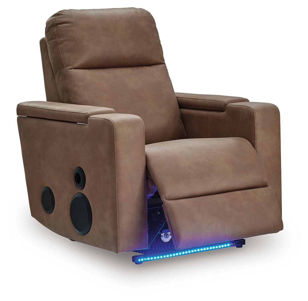 Flinlock - Glider Power Recliner With Audio System - Caramel