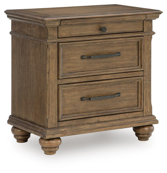 Waynely - Three Drawer Night Stand - Medium Brown