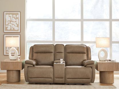 Malcesine - Power Reclining Loveseat With Console / Adjustable Headrest - Sahara