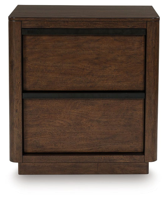 Kendamor - Two Drawer Night Stand - Dark Brown