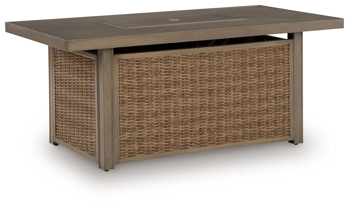Revare Beach - Rectangular Fire Pit Table - Beige
