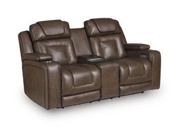 Stargin - Power Recline Loveseat/Fridge Cooler - Hickory